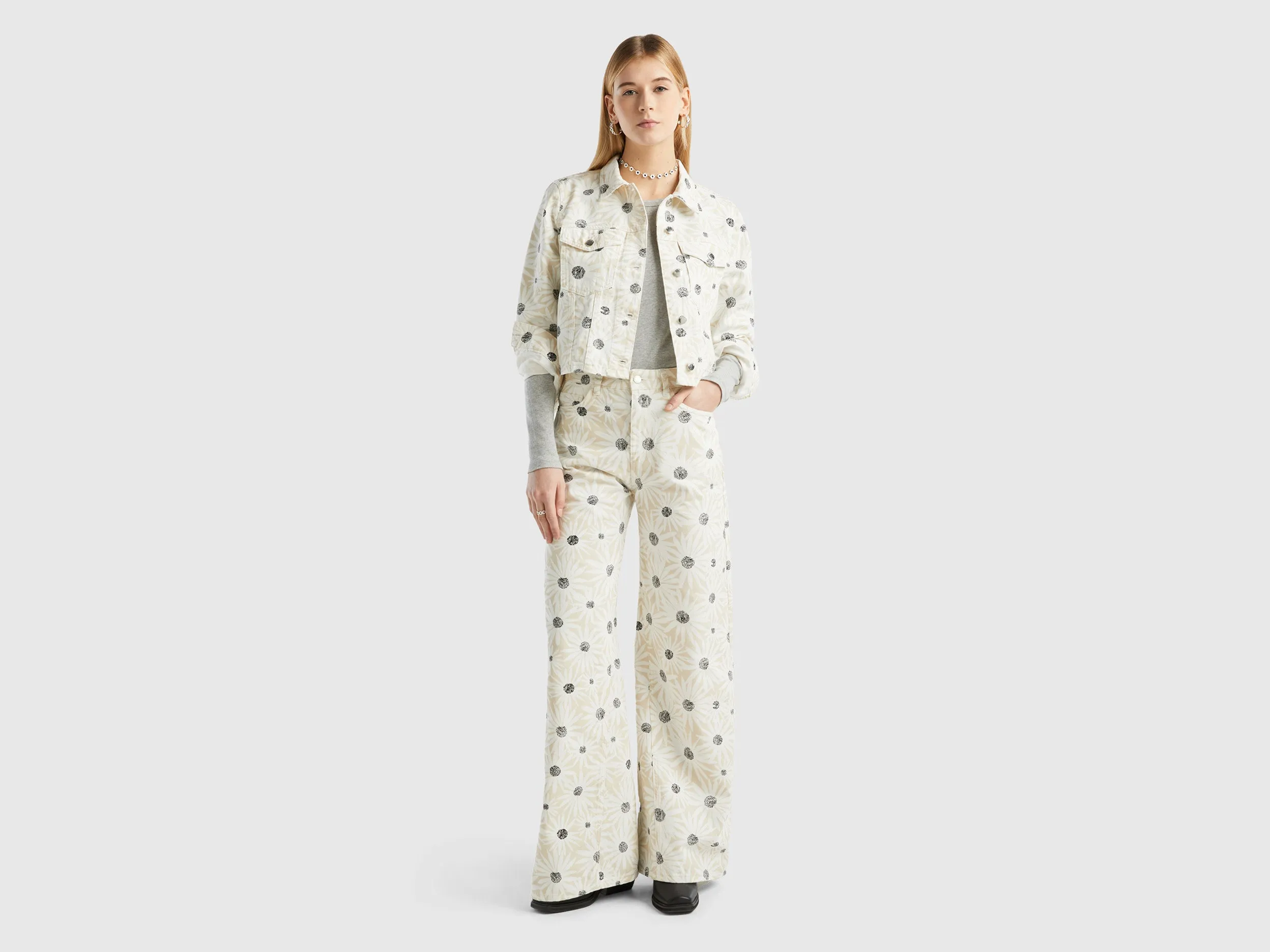 Printed Boxy Fit Trousers