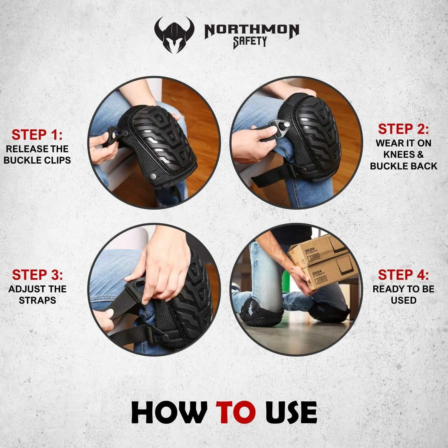 Professional Work Knee Pads Heavy Duty Foam Padding - Comfort Gel Cushion - KP100