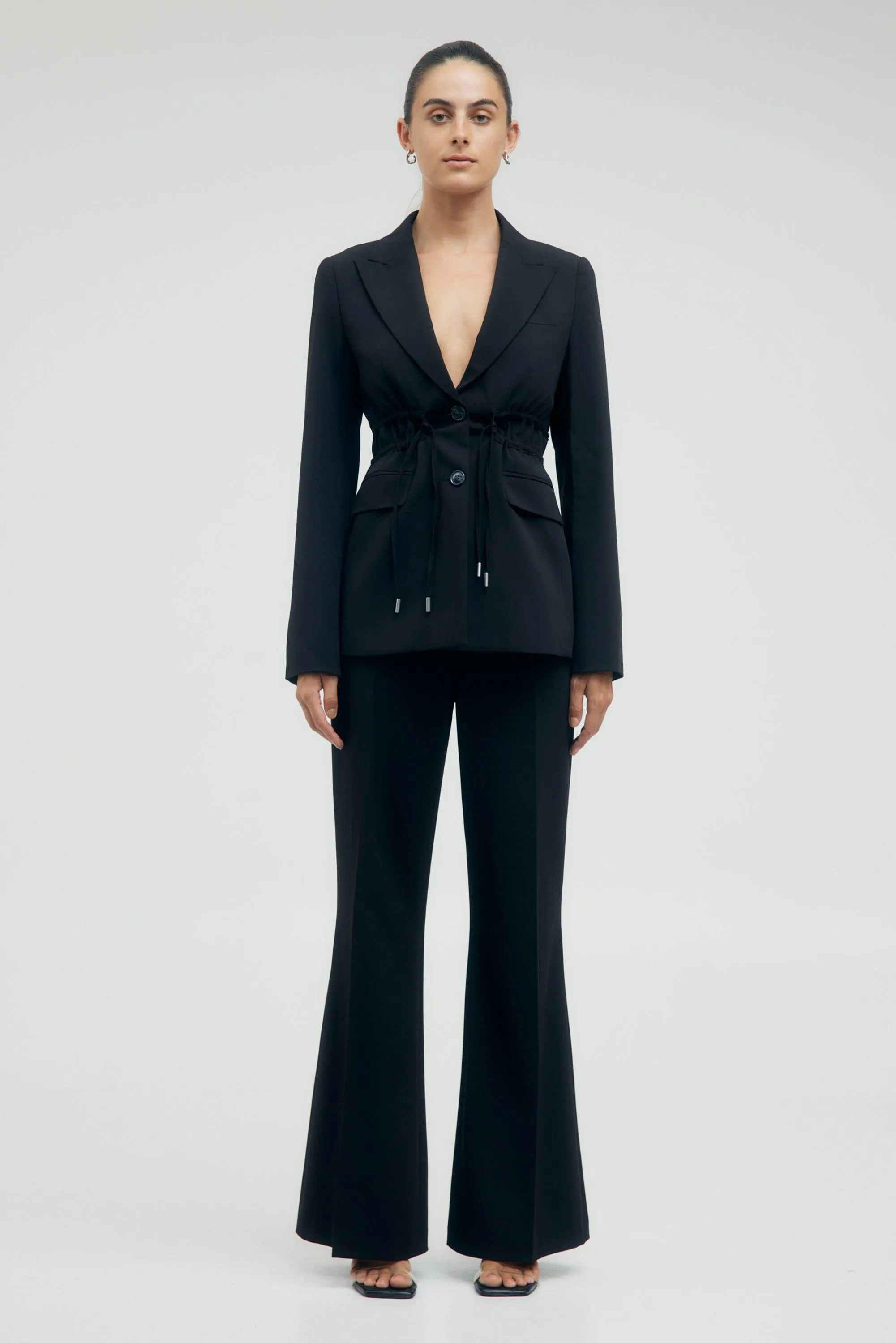 PROTOCOL CINCHED WAIST BLAZER | RAVEN