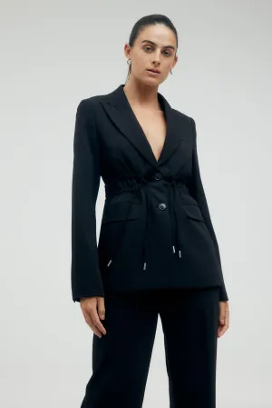 PROTOCOL CINCHED WAIST BLAZER | RAVEN