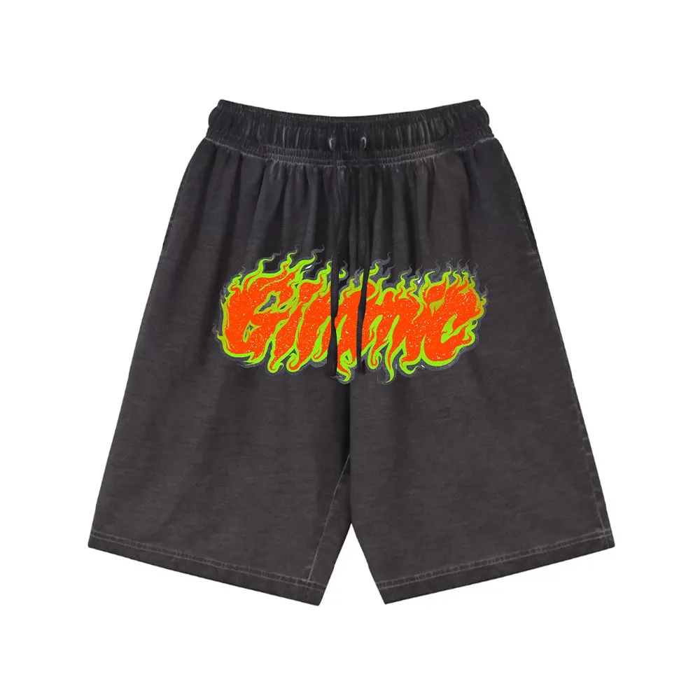 "High street casual cartoon flame letter design" Shorts