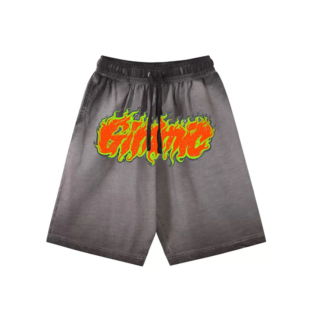 "High street casual cartoon flame letter design" Shorts