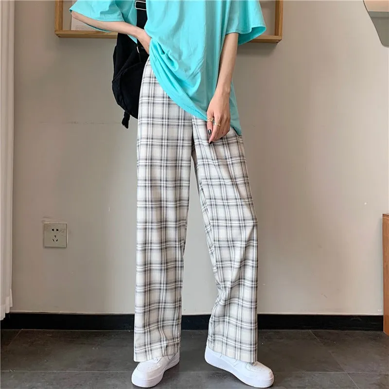 "PINK/BLUE/BLACK LOOSE PLAID" PANTS UB2356