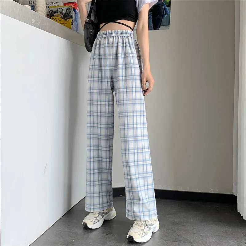 "PINK/BLUE/BLACK LOOSE PLAID" PANTS UB2356