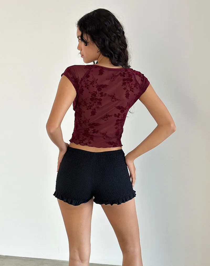 Rada Top in Botanical Flocked Maroon