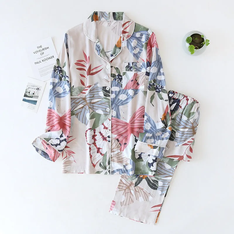 Rayon V-neck Pajamas Women Ladies Home Wear Long Sleeve Pajamas Women Suit Wholesale Rayon Silk
