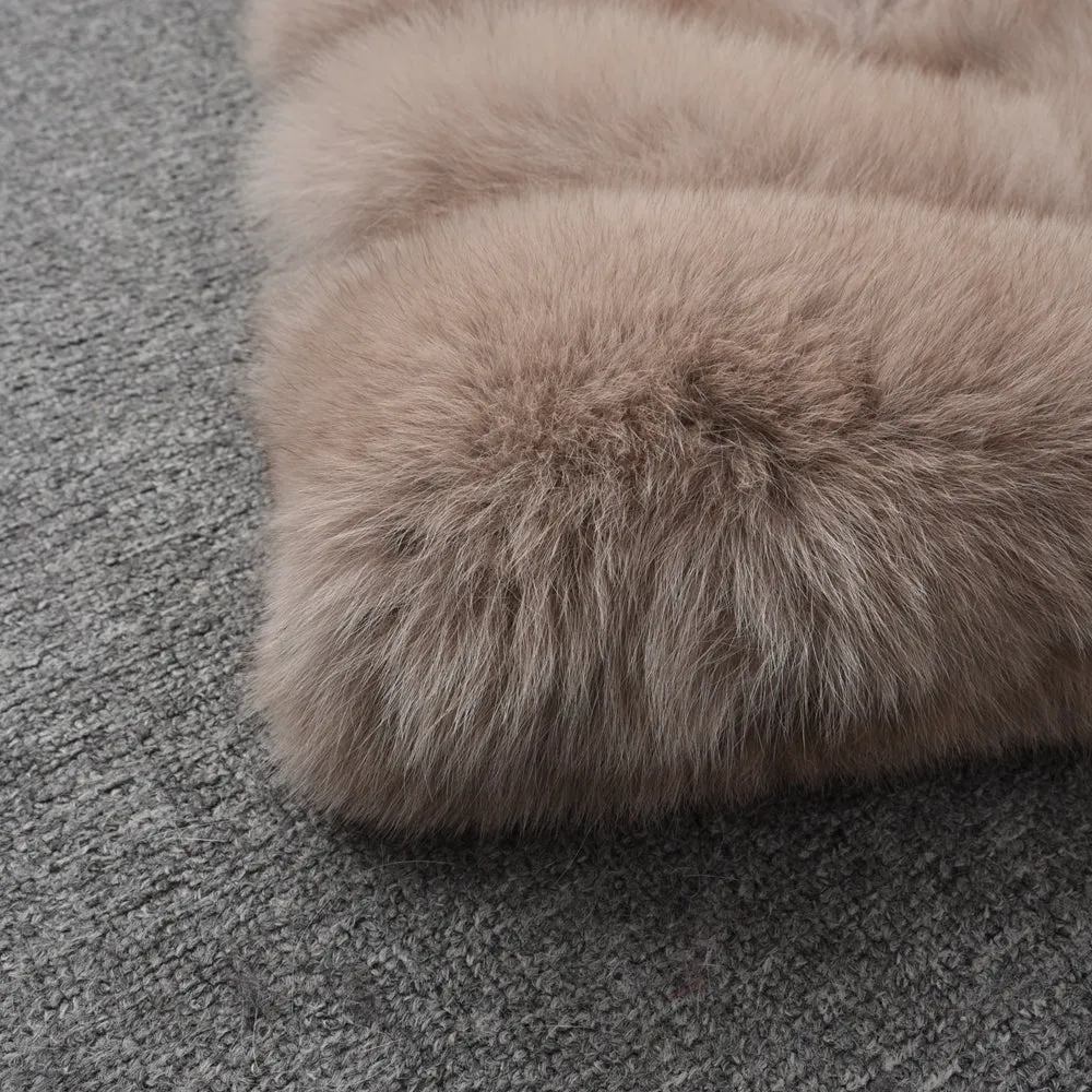 Real Fox Fur Gilet Women Winter Genuine Soft Natural Fur Long 5 Rows Mocca Vest