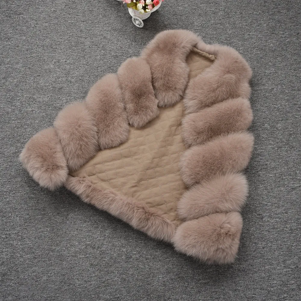 Real Fox Fur Gilet Women Winter Genuine Soft Natural Fur Long 5 Rows Mocca Vest