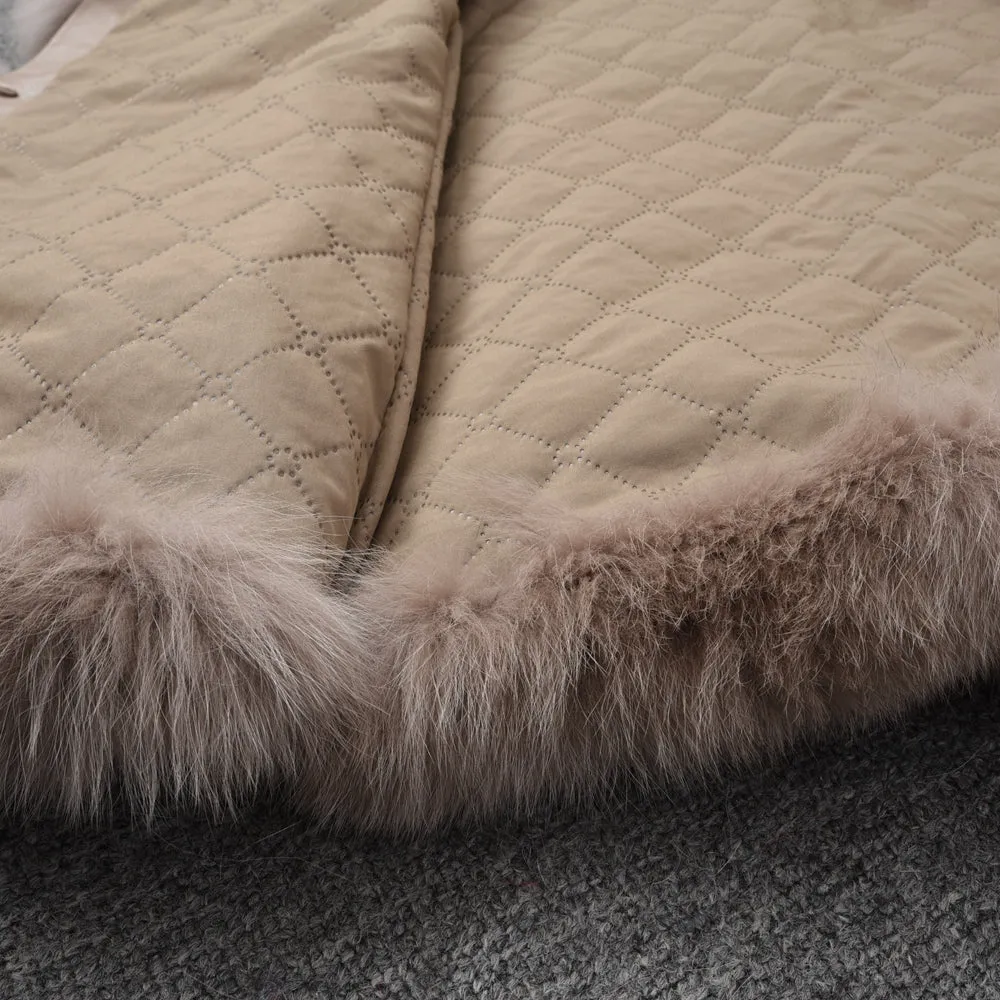 Real Fox Fur Gilet Women Winter Genuine Soft Natural Fur Long 5 Rows Mocca Vest