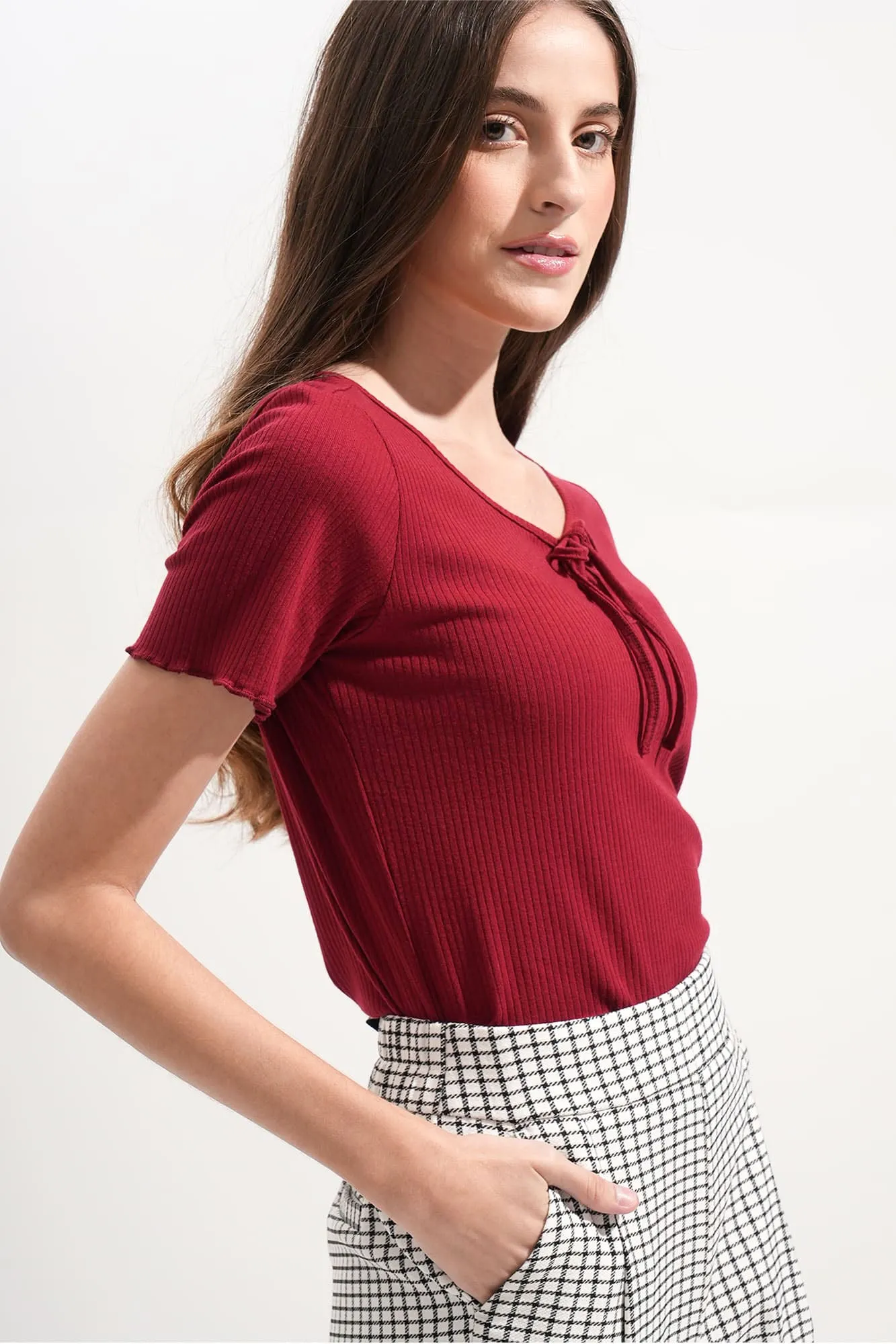REFORME Lettuce Tee with Tie Detail