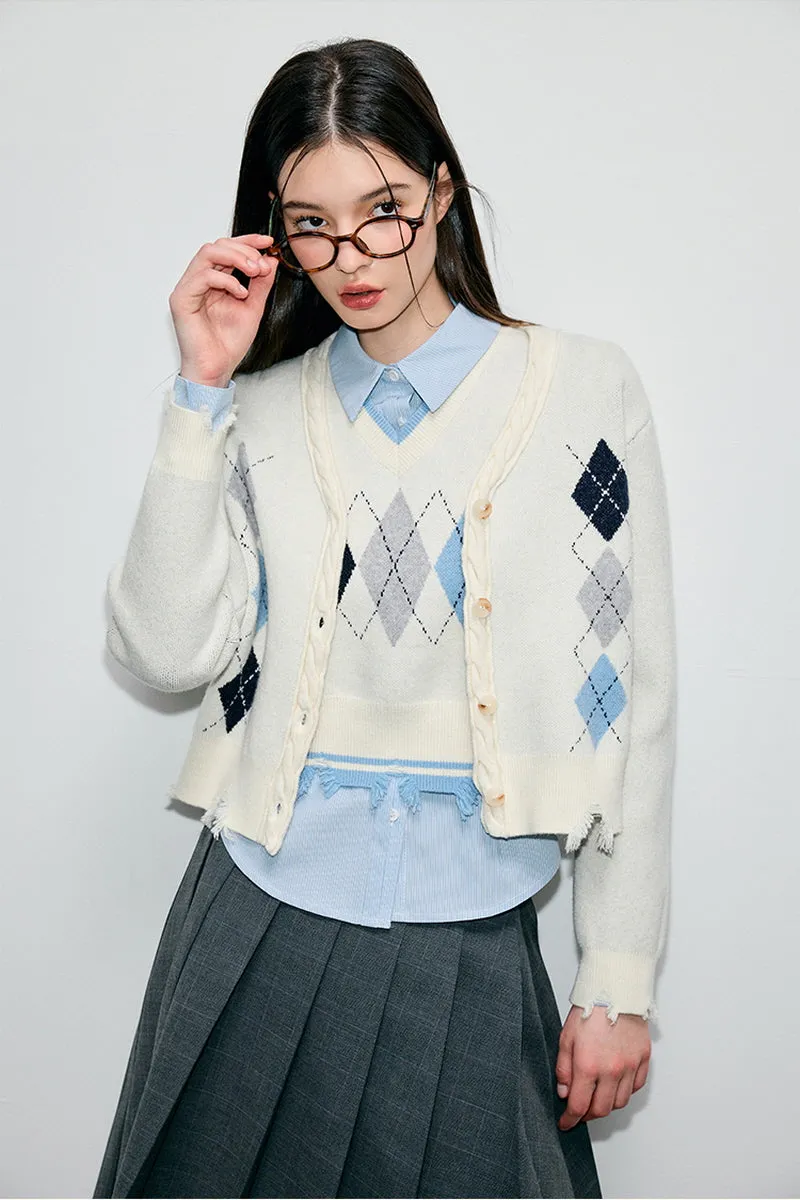 Rhombic College Style Cardigan / Vest