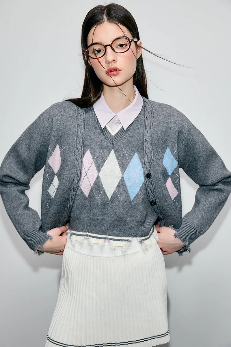 Rhombic College Style Cardigan / Vest