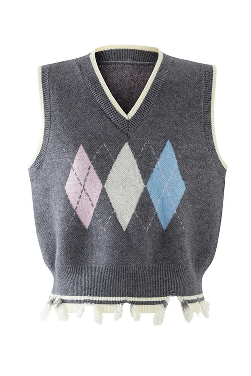 Rhombic College Style Cardigan / Vest