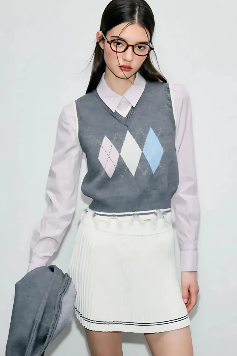 Rhombic College Style Cardigan / Vest