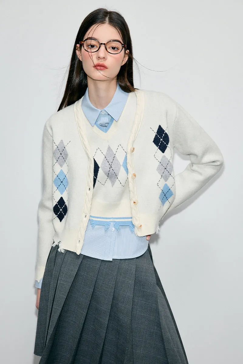 Rhombic College Style Cardigan / Vest