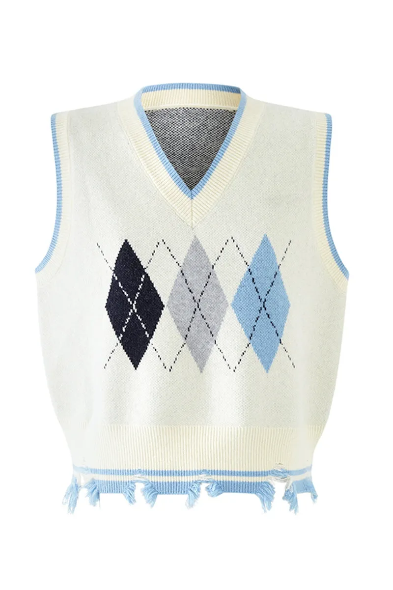 Rhombic College Style Cardigan / Vest