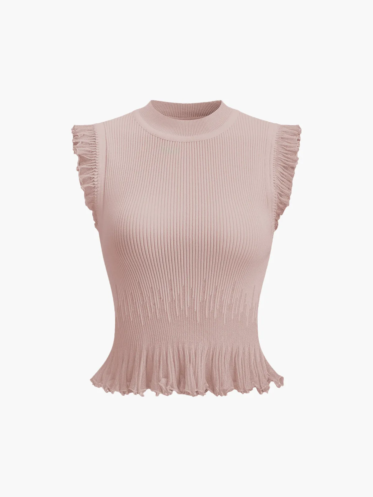 Ribbed Knit Ruffle Top