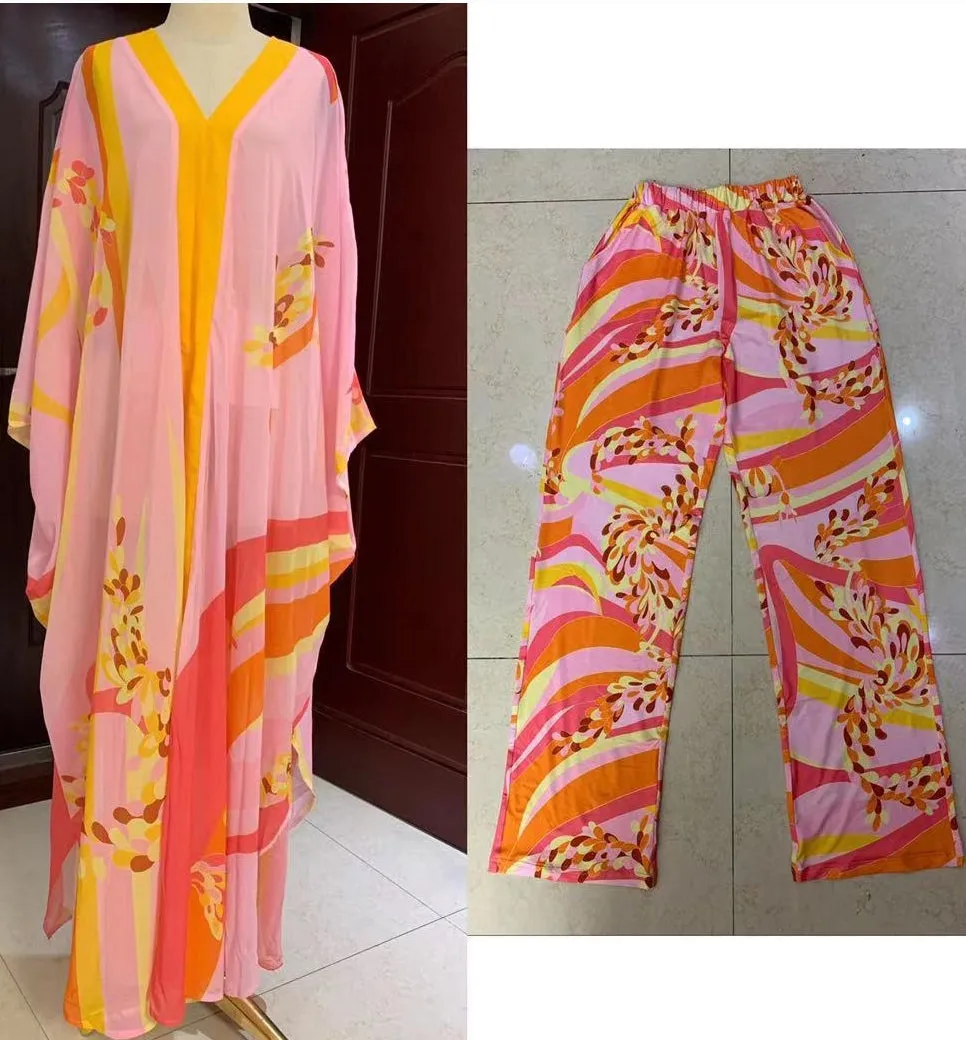 Rich Queen Vibes- 2pc Kaftan Top/Pant SET (Yellow)