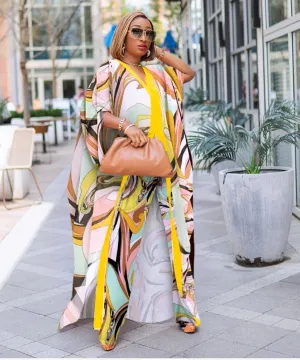 Rich Queen Vibes- 2pc Kaftan Top/Pant SET (Yellow)