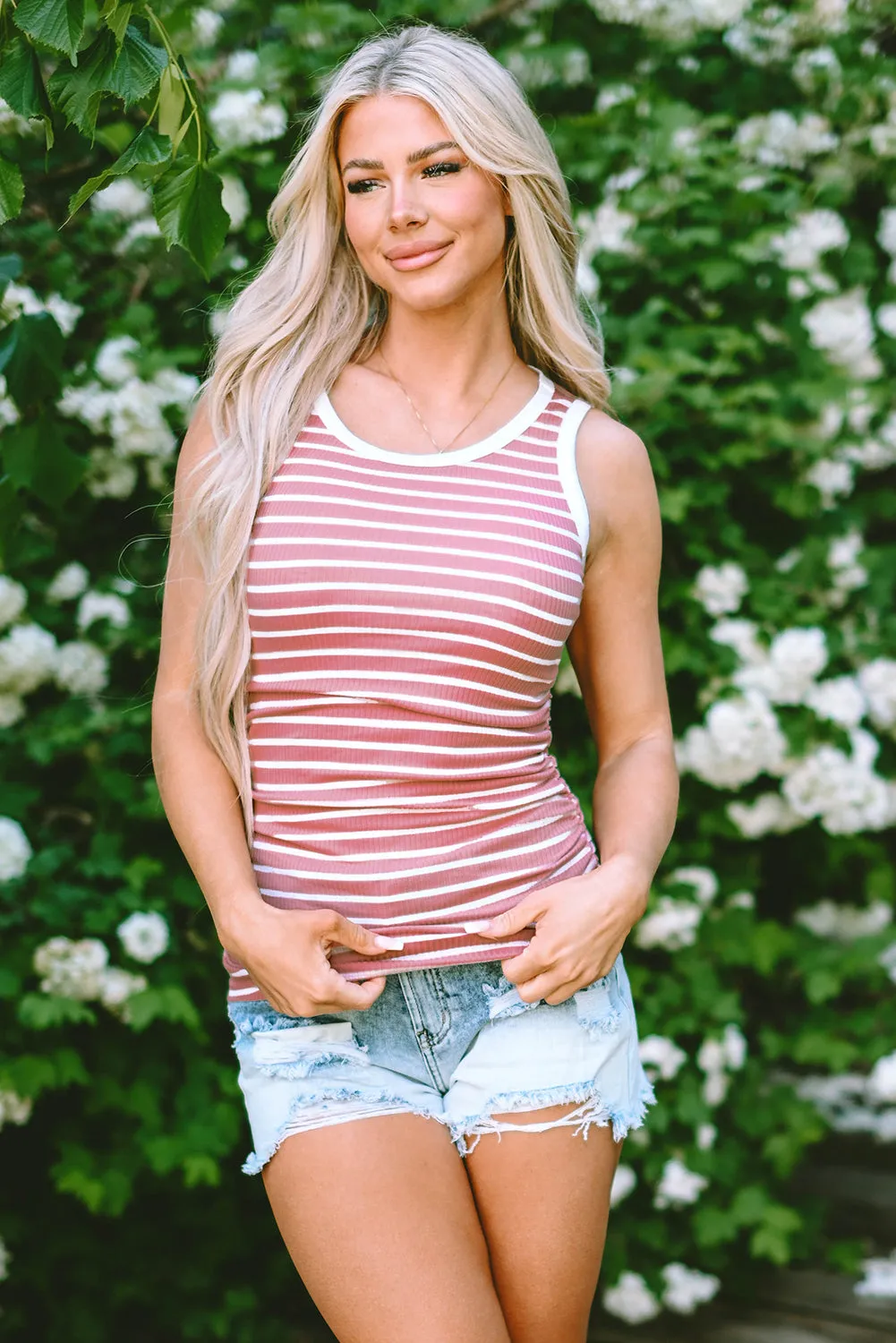 Round Neck Sleeveless Slim Top