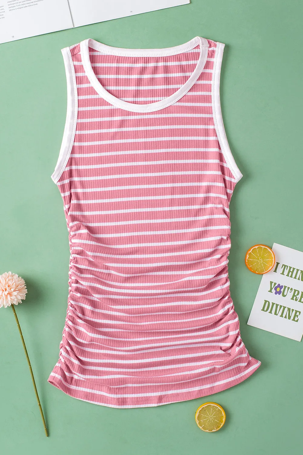 Round Neck Sleeveless Slim Top