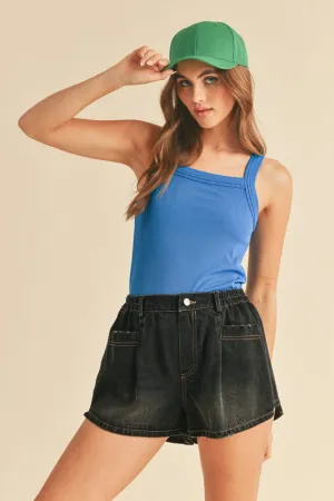 Royal Blue Square Neck Wide Strap Tank