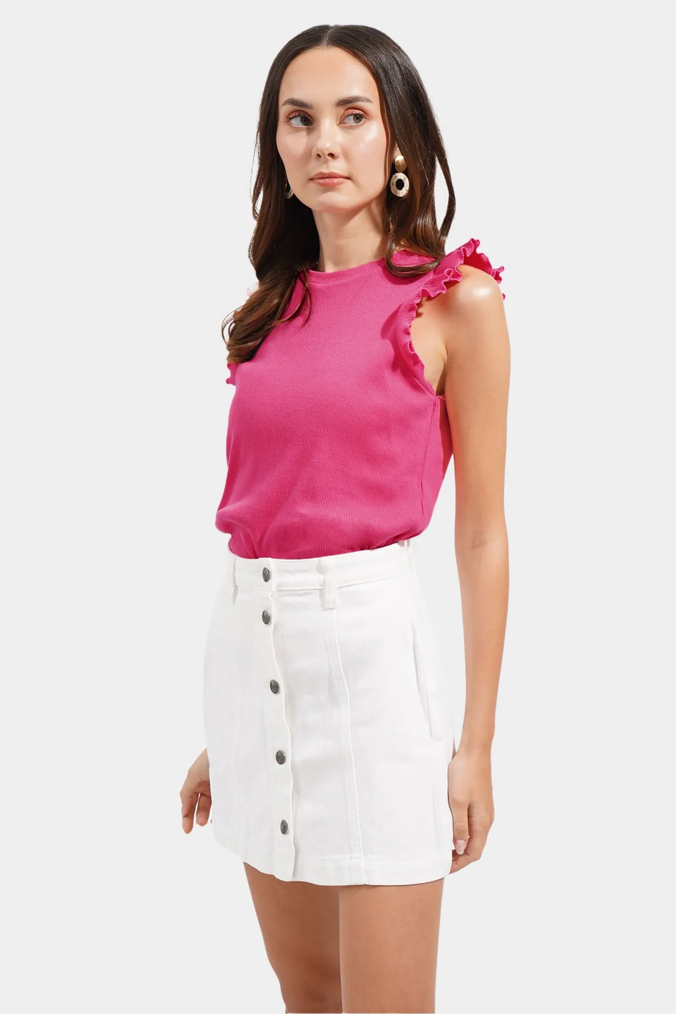 Ruffled Sleeveless Tee