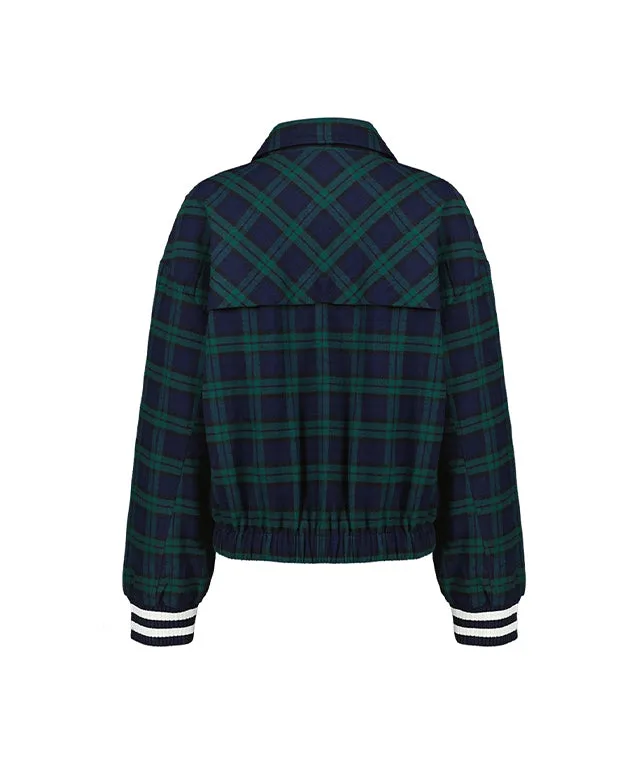 [SAMPLE SALE]LE SONNET Tartan Check Blouson - Deep Green