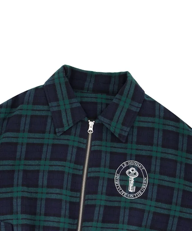 [SAMPLE SALE]LE SONNET Tartan Check Blouson - Deep Green