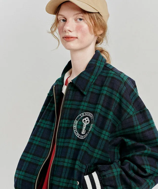 [SAMPLE SALE]LE SONNET Tartan Check Blouson - Deep Green