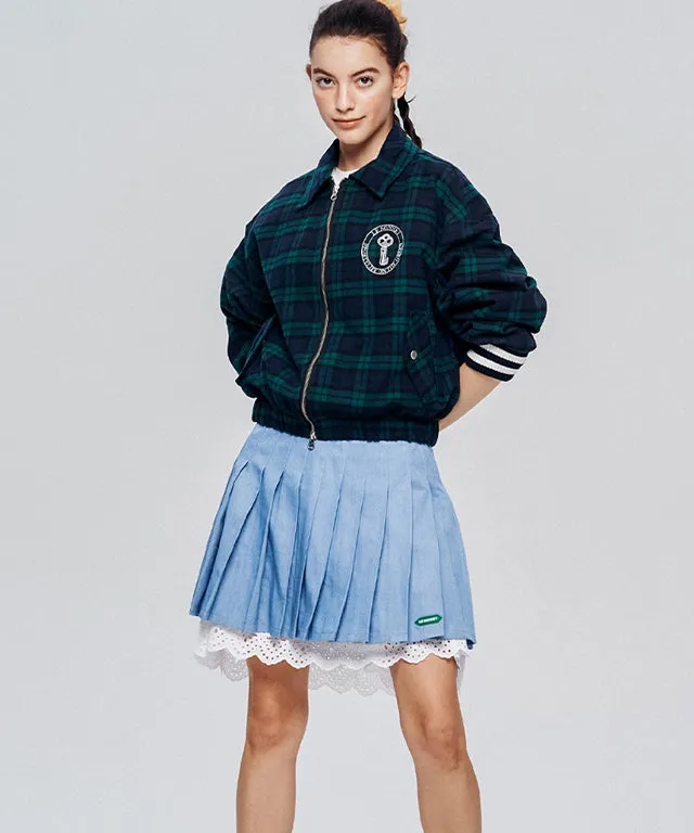 [SAMPLE SALE]LE SONNET Tartan Check Blouson - Deep Green