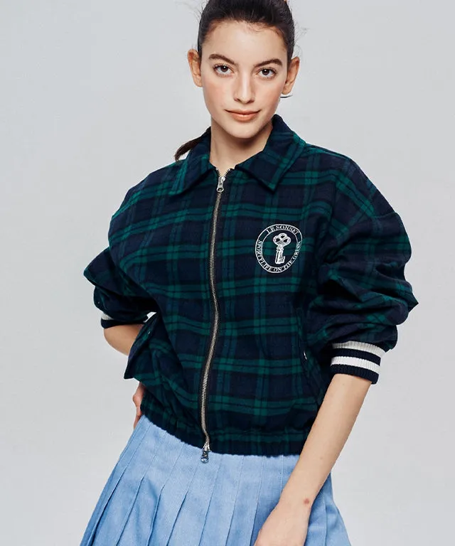 [SAMPLE SALE]LE SONNET Tartan Check Blouson - Deep Green