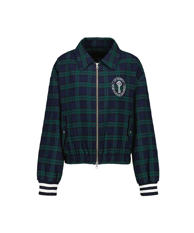 [SAMPLE SALE]LE SONNET Tartan Check Blouson - Deep Green