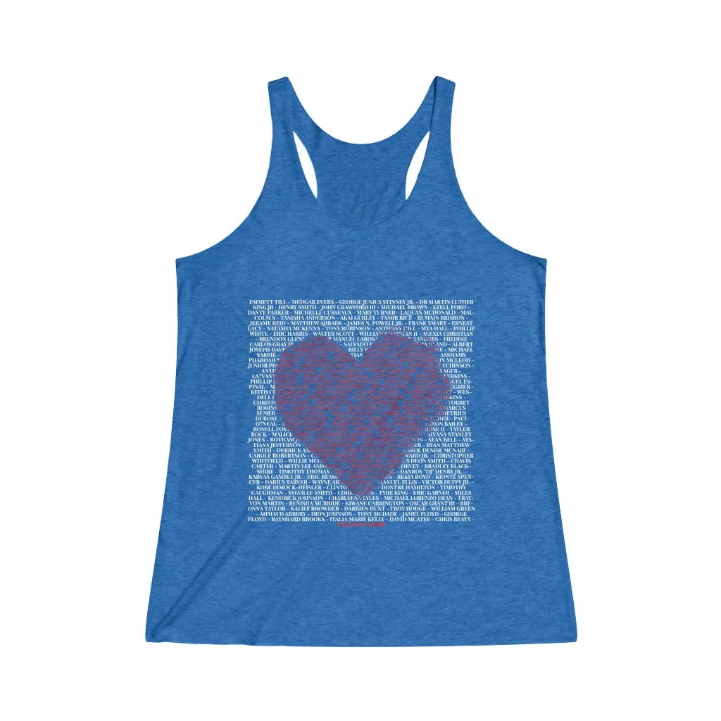 SAY THEIR NAMES IN LOVE© - Women's Tri-Blend Racerback Tank