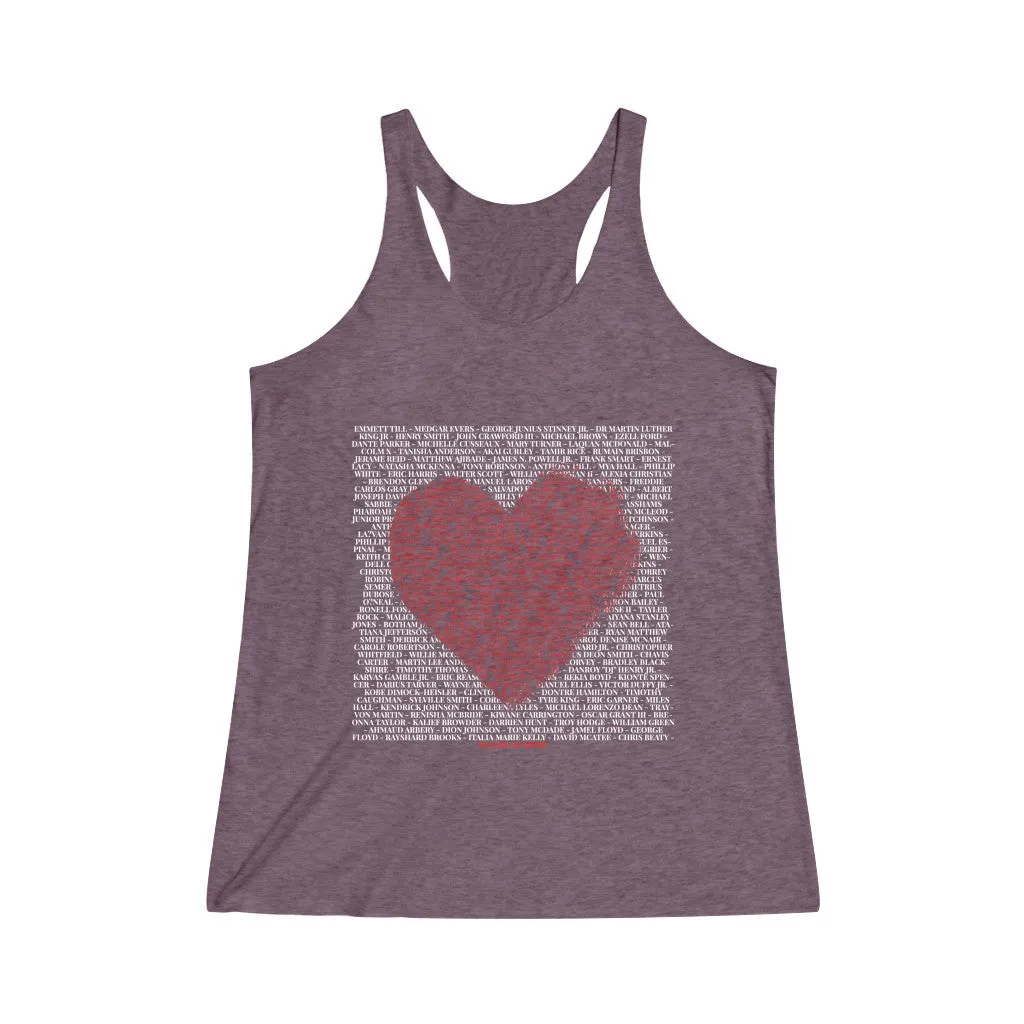 SAY THEIR NAMES IN LOVE© - Women's Tri-Blend Racerback Tank