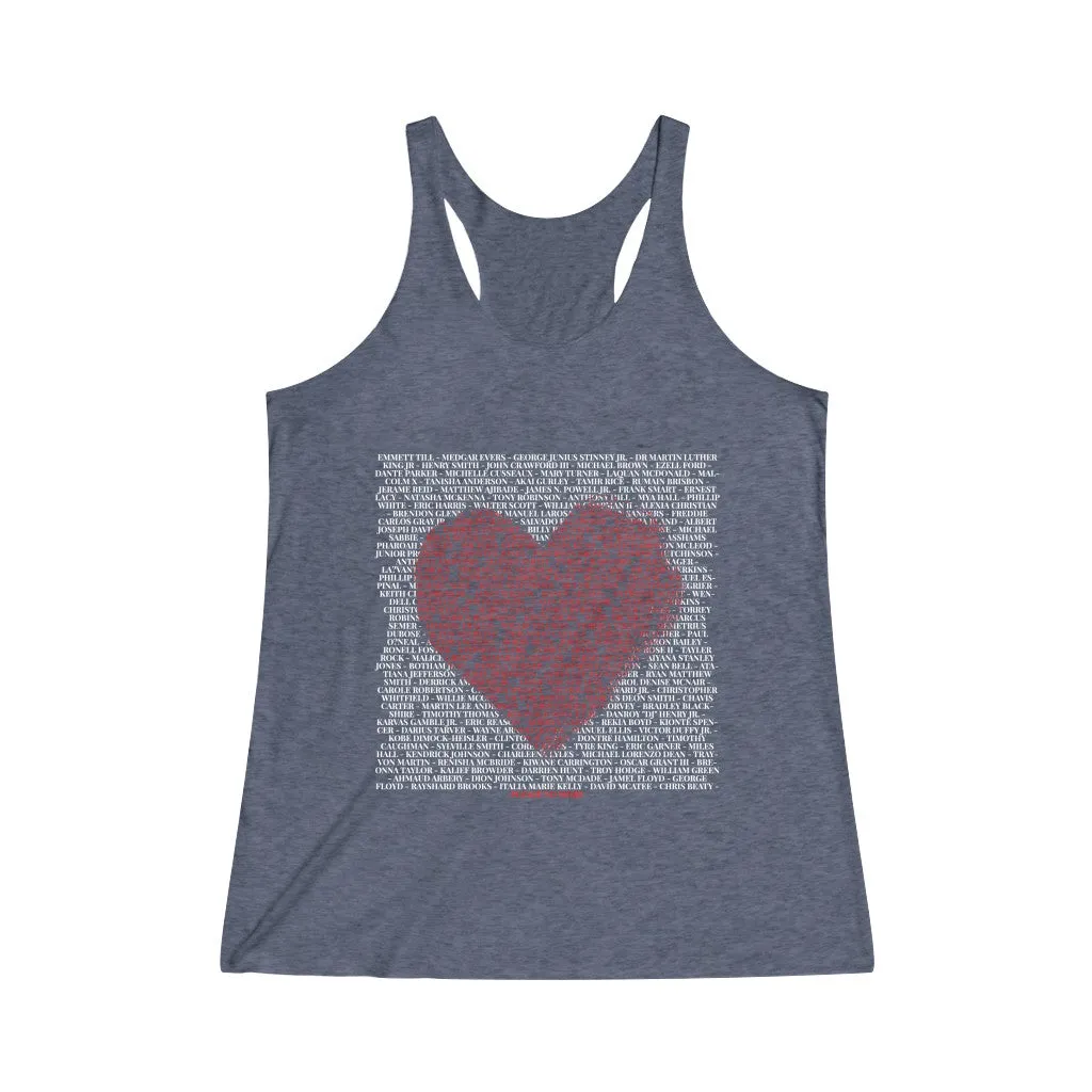 SAY THEIR NAMES IN LOVE© - Women's Tri-Blend Racerback Tank