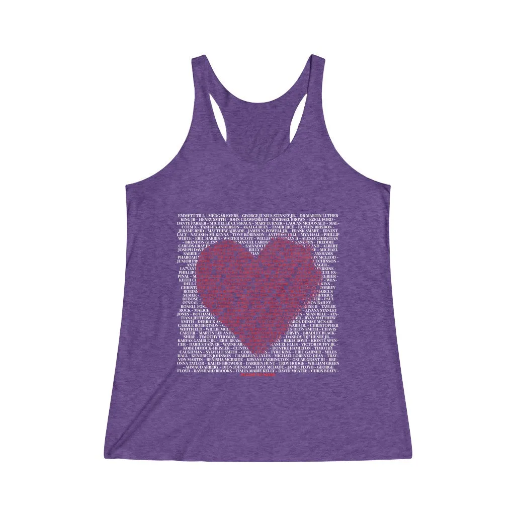 SAY THEIR NAMES IN LOVE© - Women's Tri-Blend Racerback Tank