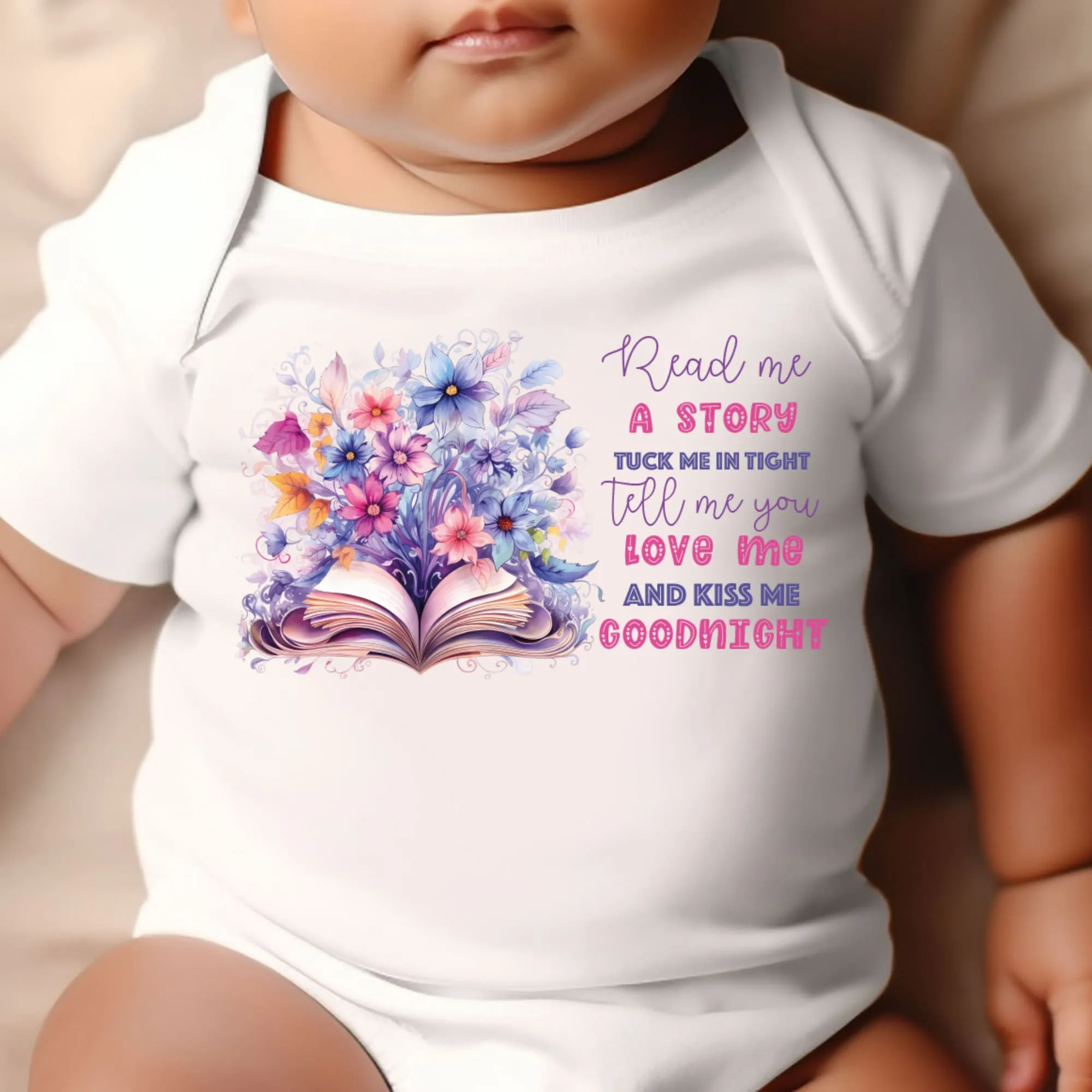 Say you love me, Kiss me goodnight, Reading Book Gift, Cute Teddy, Baby Arrival Newborn Pregnancy Announcement Gift, Fairytale Baby Girl