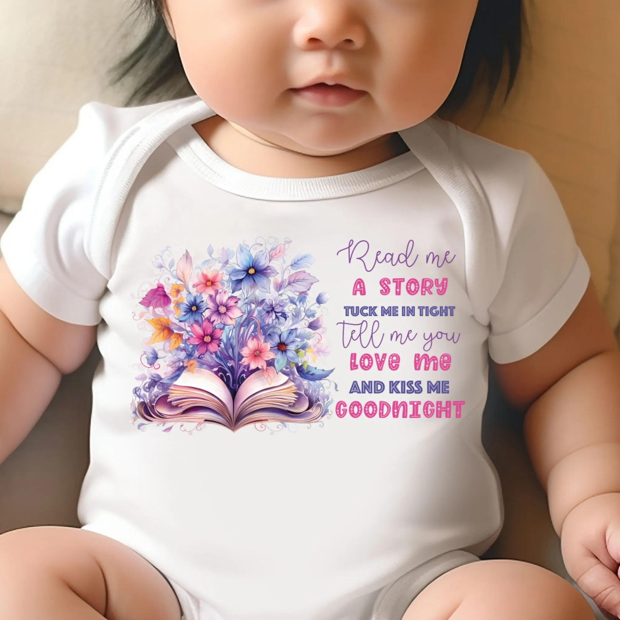Say you love me, Kiss me goodnight, Reading Book Gift, Cute Teddy, Baby Arrival Newborn Pregnancy Announcement Gift, Fairytale Baby Girl