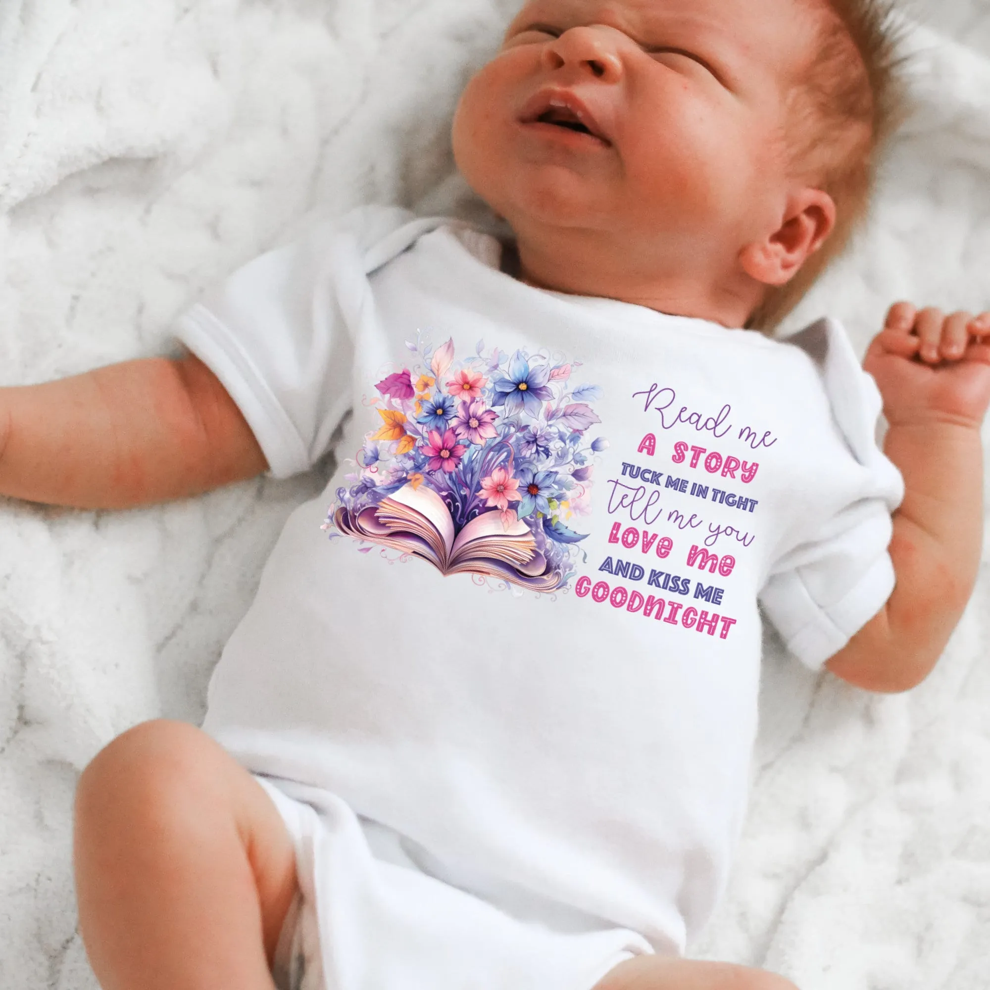 Say you love me, Kiss me goodnight, Reading Book Gift, Cute Teddy, Baby Arrival Newborn Pregnancy Announcement Gift, Fairytale Baby Girl