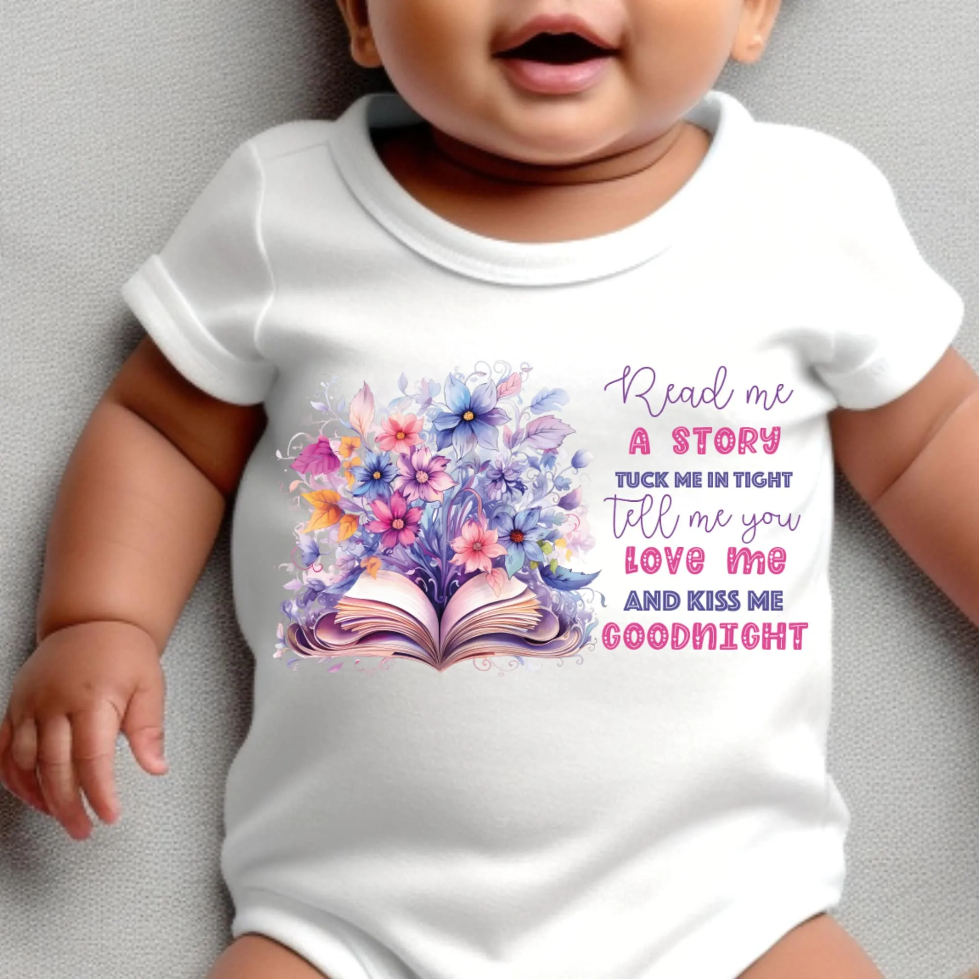Say you love me, Kiss me goodnight, Reading Book Gift, Cute Teddy, Baby Arrival Newborn Pregnancy Announcement Gift, Fairytale Baby Girl