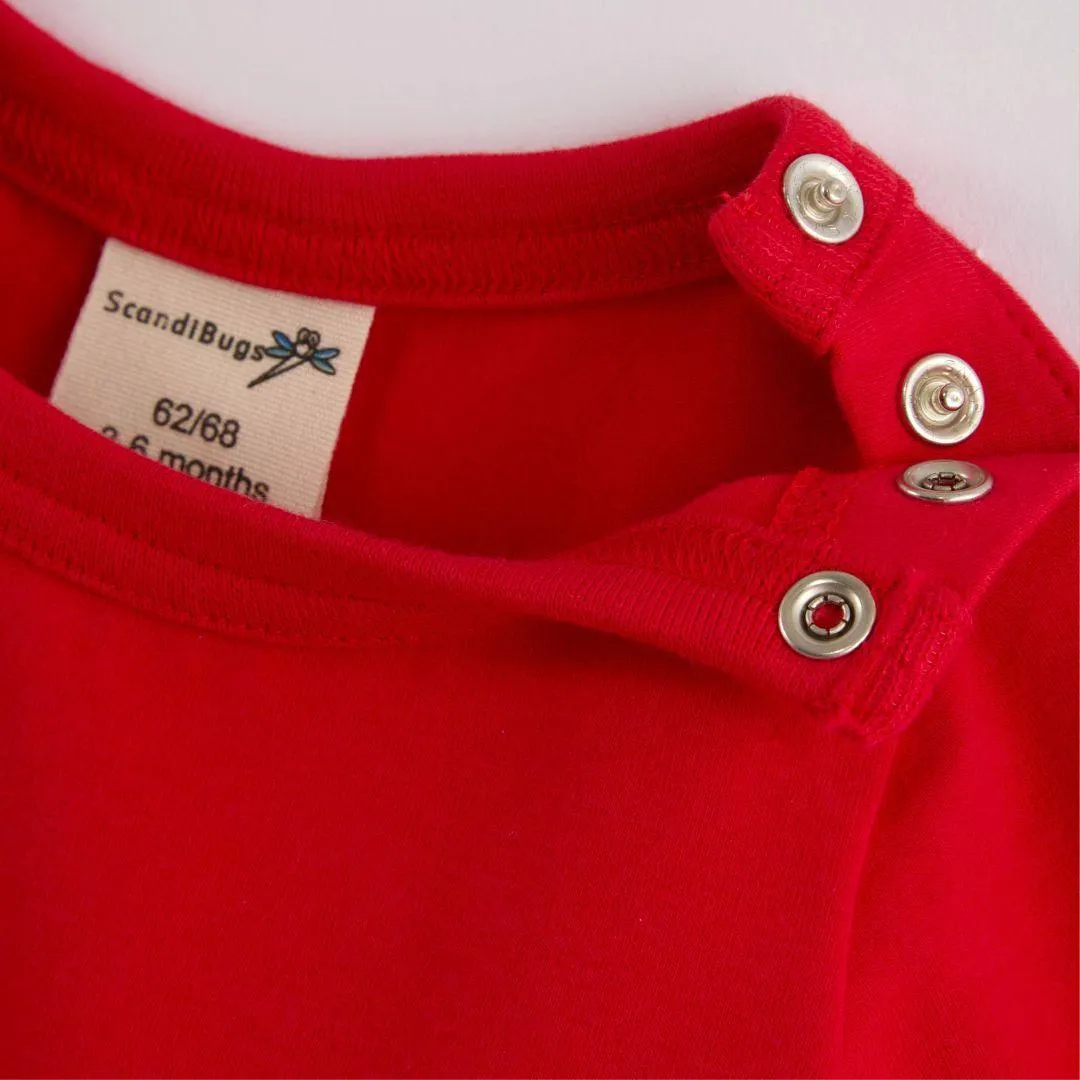 ScandiBugs Own Label Organic Long Sleeve Vest - Roaring Red