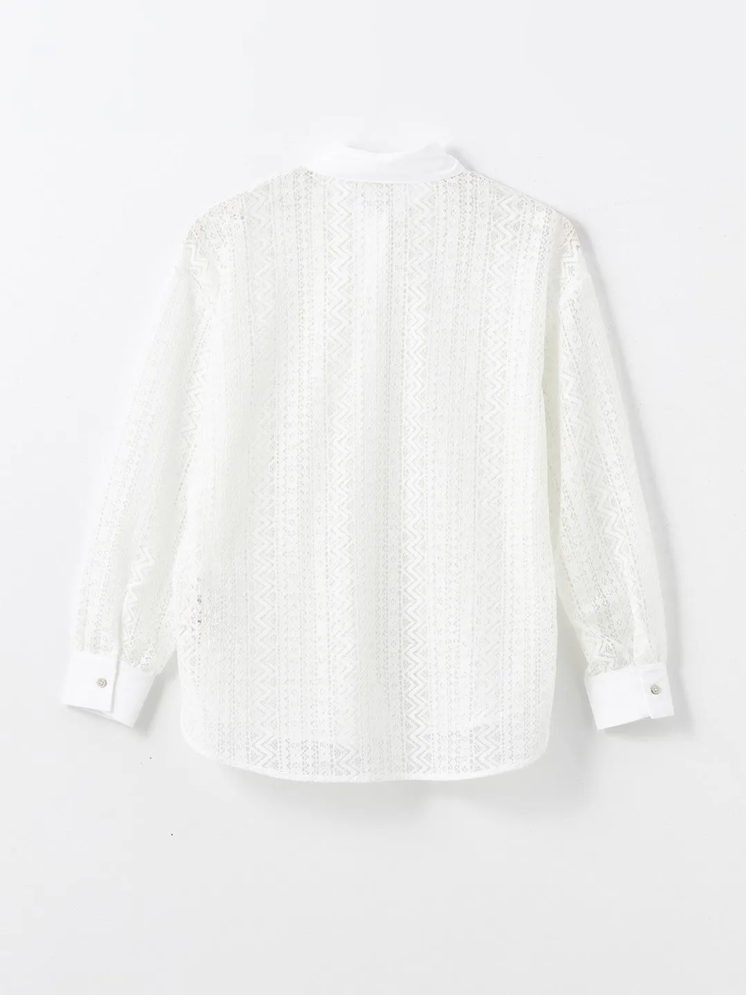 Self-Patterned Long Sleeve Oversize Women's Shirt