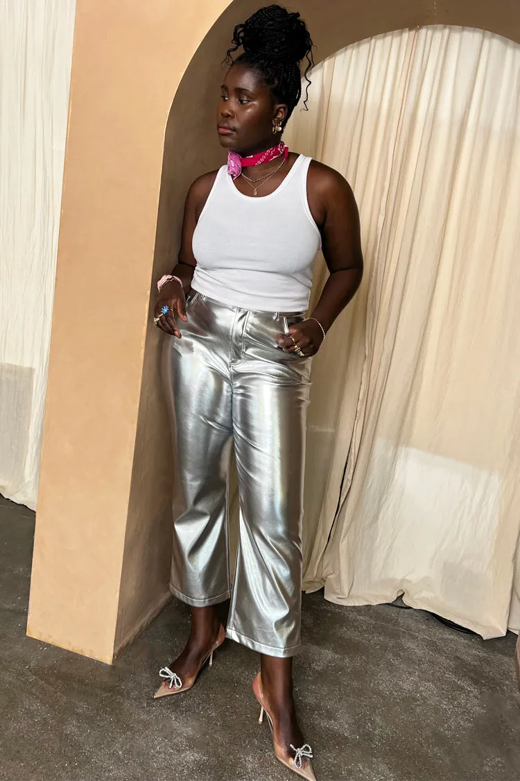 Silver Vegan Leather Trouser
