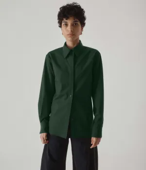 Slim Wool Shirt in Pine