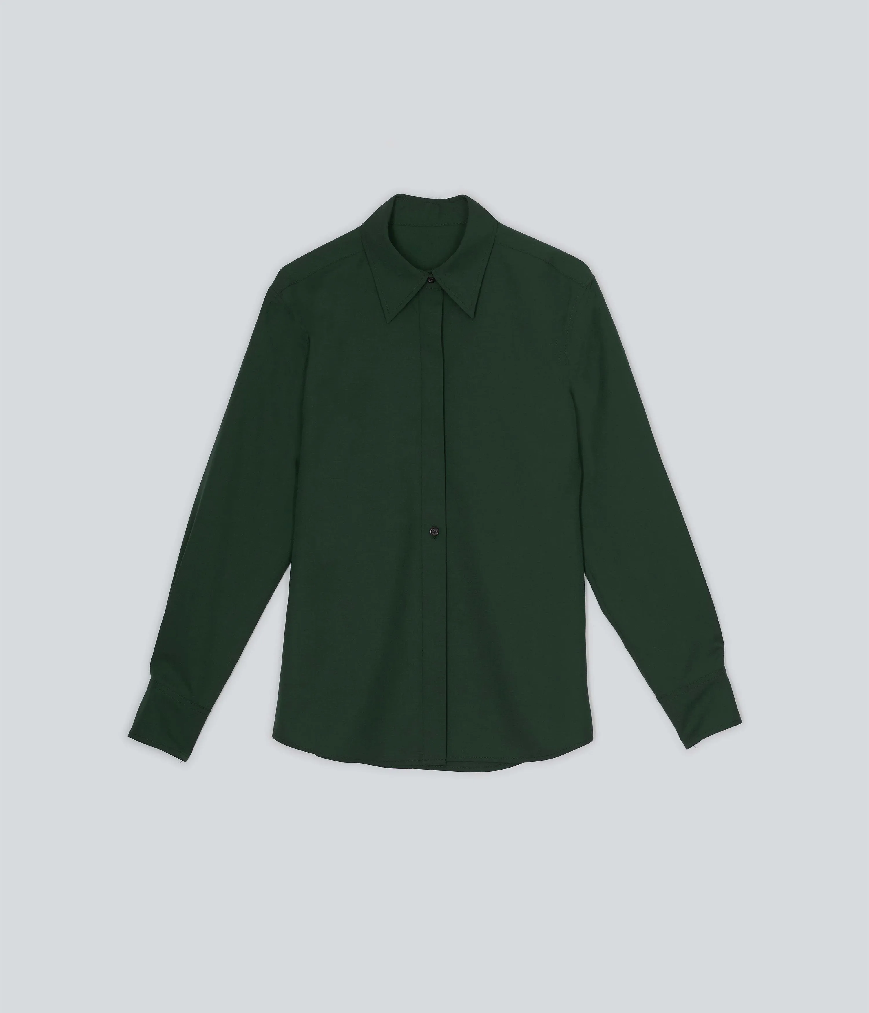 Slim Wool Shirt in Pine