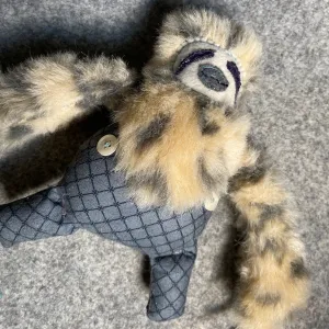 Sluggo Sloth (Gray Trousers)  - OOAK Handmade Soft Sculpture - Cute Animal by Artist Sadie Rothenberg