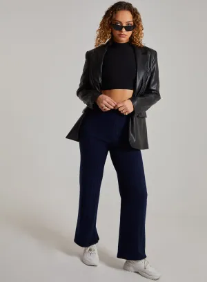 Soft Wide Brushed Ribbed Flared Trousers