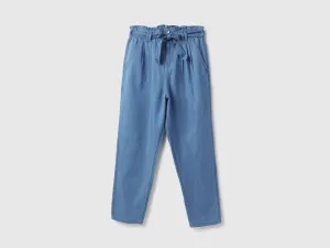 Solid Paperbag Fit Trousers