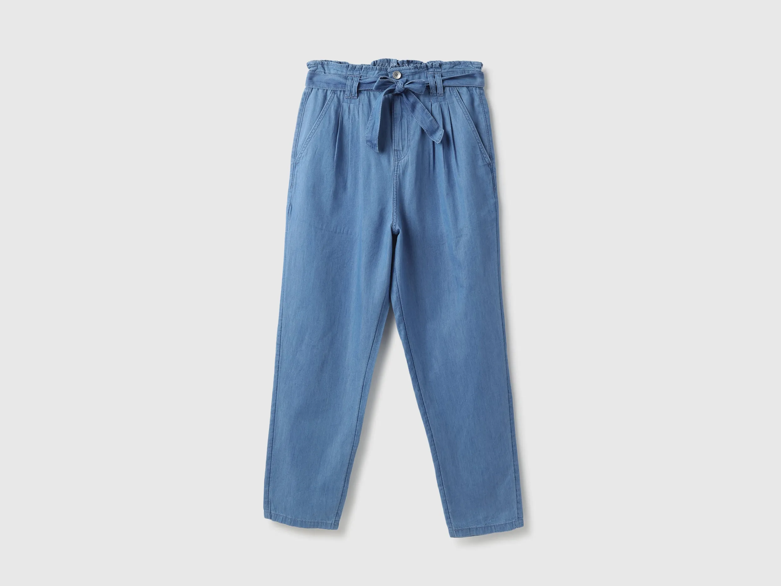 Solid Paperbag Fit Trousers